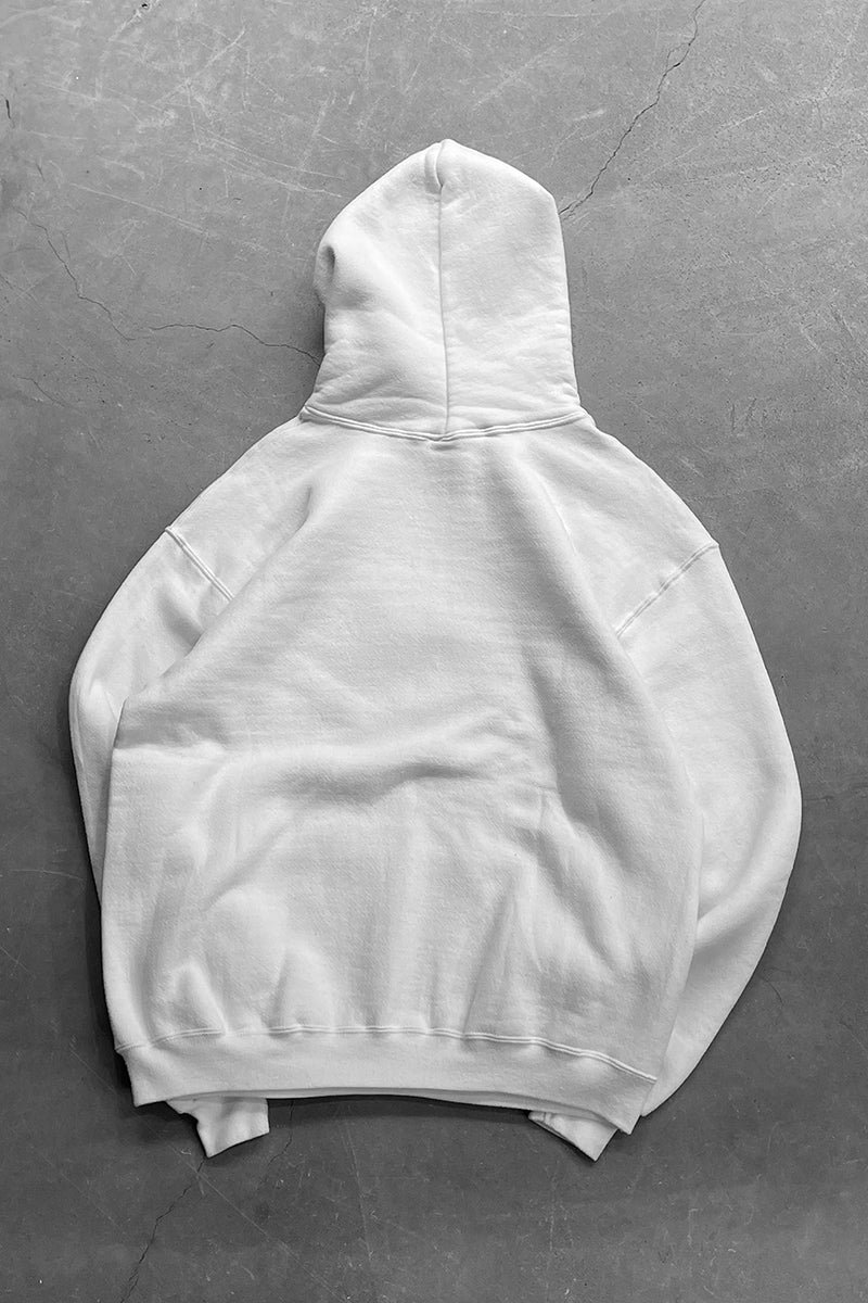 MADE IN USA 90'S WEST VIRGINIA COLLEGE LOGO SWEAT HOODIE / WHITE [SIZE: XL USED]
