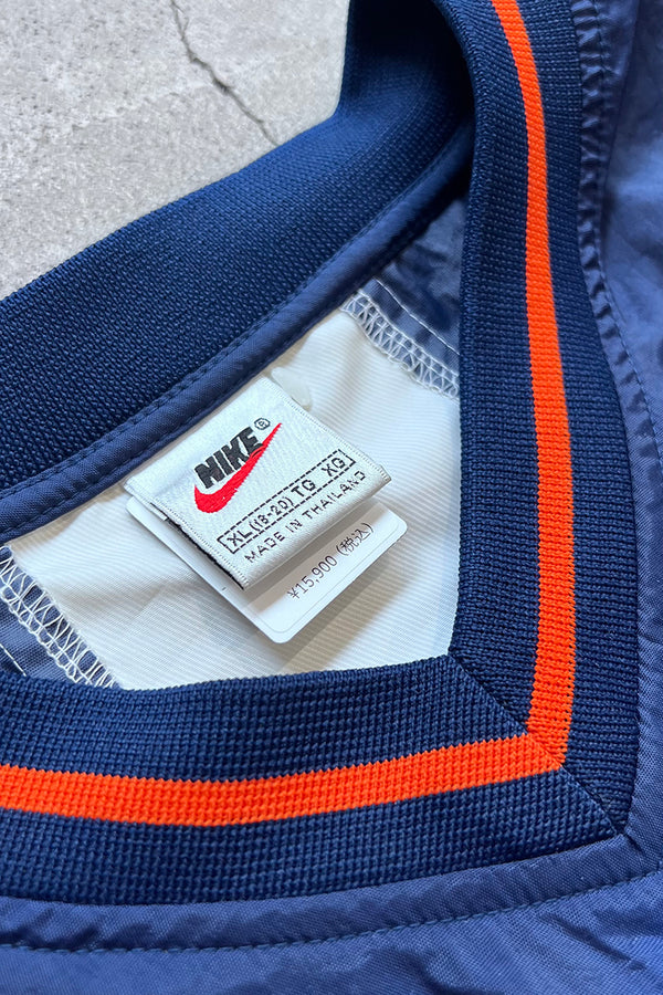 90'S V-NECK PULLOVER NYLON JACKET / NAVY [SIZE:XL USED]