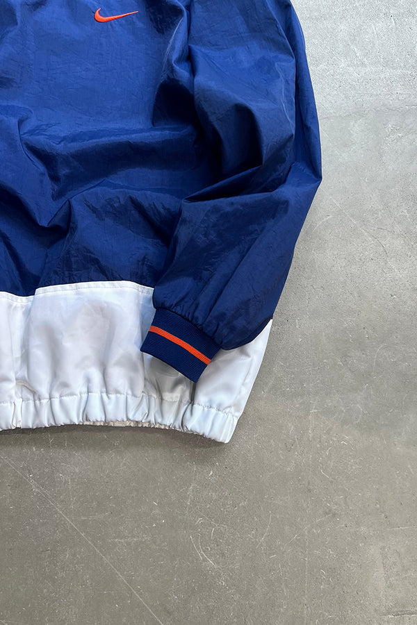 90'S V-NECK PULLOVER NYLON JACKET / NAVY [SIZE:XL USED]