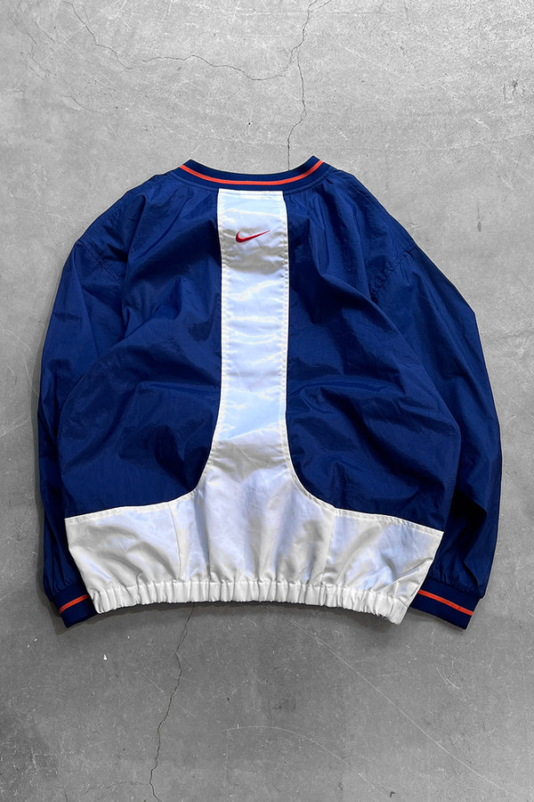 90'S V-NECK PULLOVER NYLON JACKET / NAVY [SIZE:XL USED]