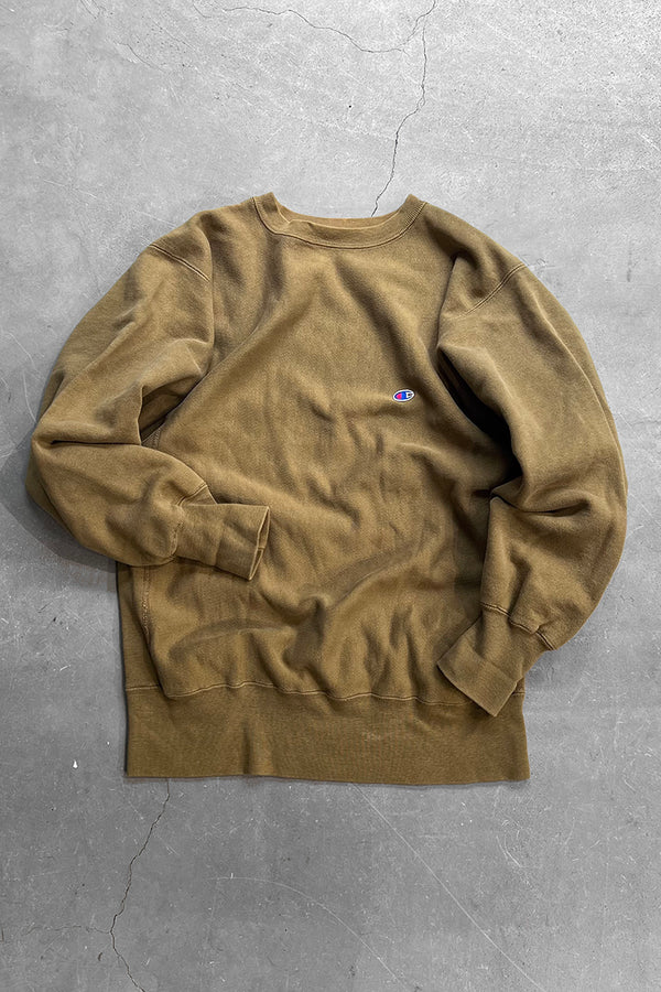 MADE IN USA 90'S REVERSE WEAVE ONE POINT SWEATSHIRT / BEIGE [SIZE: L USED]