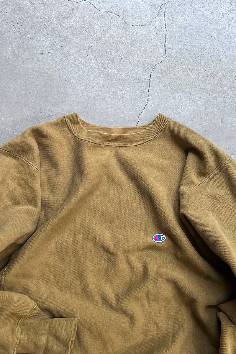 MADE IN USA 90'S REVERSE WEAVE ONE POINT SWEATSHIRT / BEIGE [SIZE: L USED]