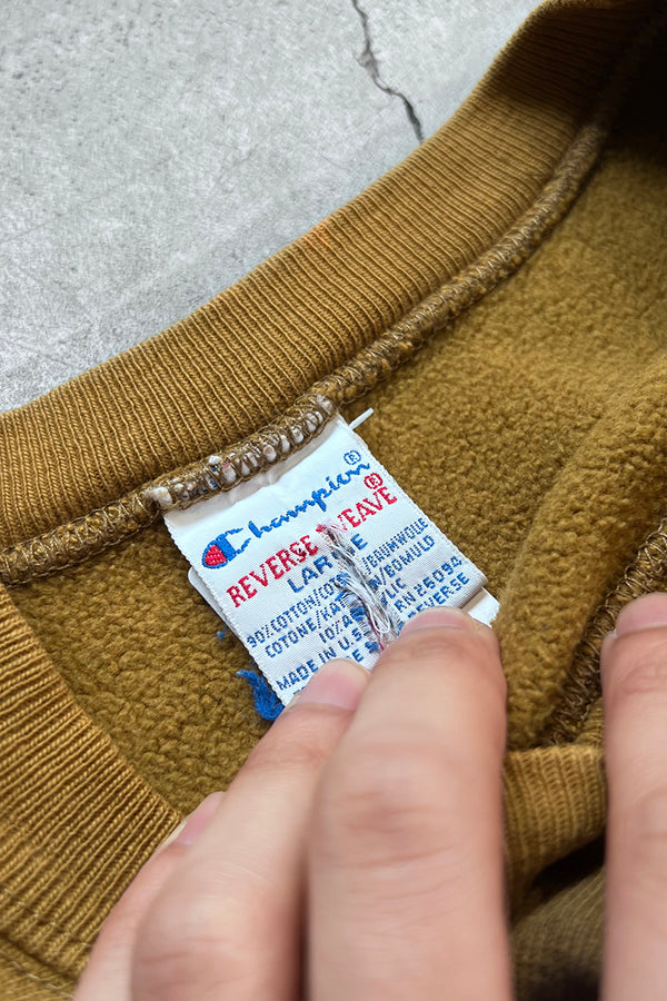 MADE IN USA 90'S REVERSE WEAVE ONE POINT SWEATSHIRT / BEIGE [SIZE: L USED]