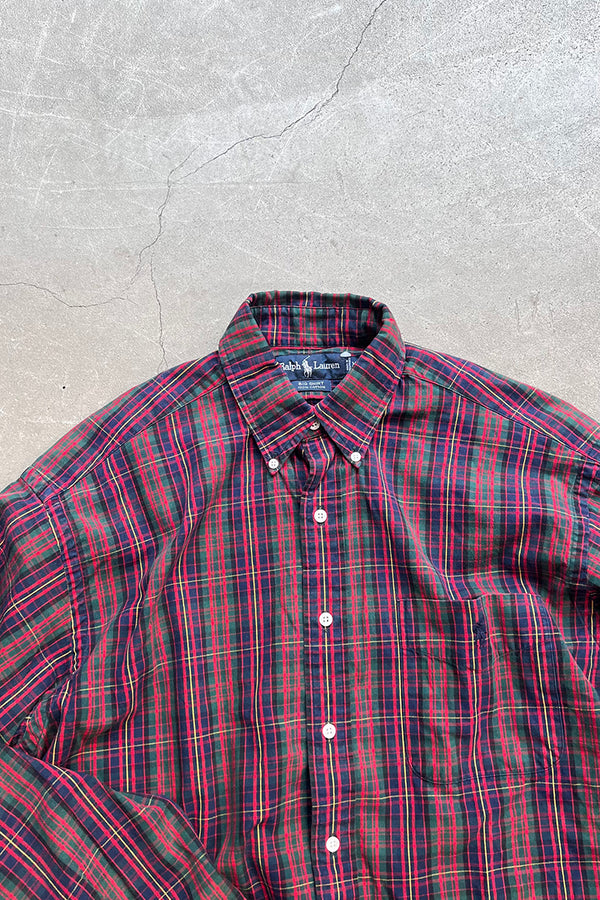 90'S COTTON BIG SHIRT SHIRT / CHECK [SIZE: M USED]