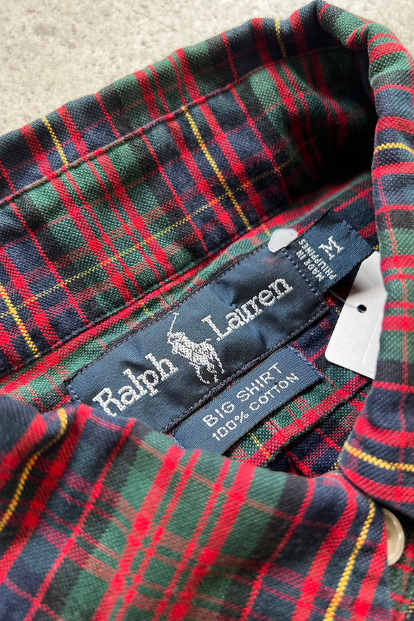 90'S COTTON BIG SHIRT SHIRT / CHECK [SIZE: M USED]