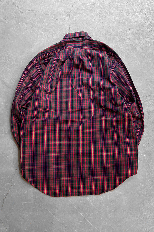 90'S COTTON BIG SHIRT SHIRT / CHECK [SIZE: M USED]