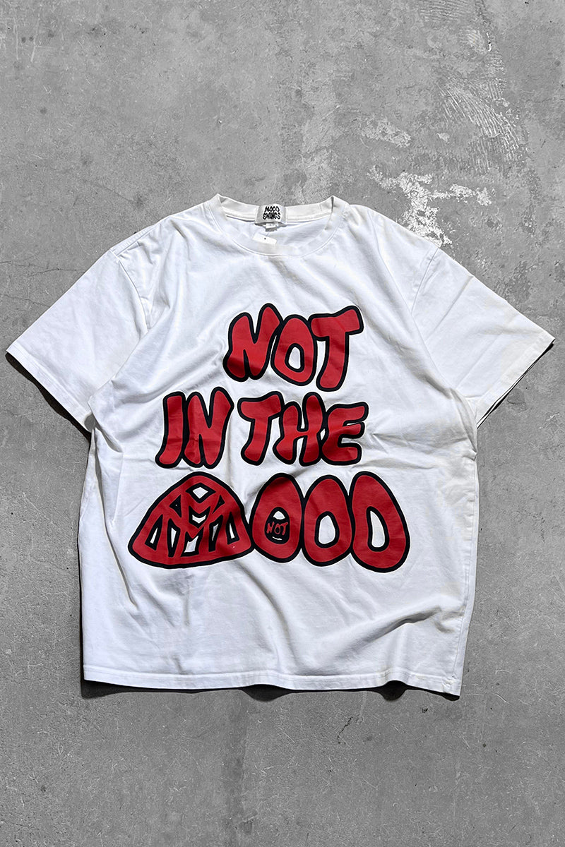 NOT IN THE MOOD LETTER T-SHIRT / WHITE [SIZE: L USED]
