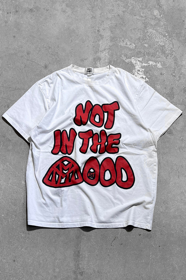 NOT IN THE MOOD LETTER T-SHIRT / WHITE [SIZE: L USED]