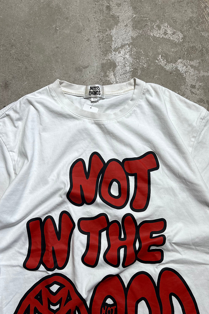 NOT IN THE MOOD LETTER T-SHIRT / WHITE [SIZE: L USED]