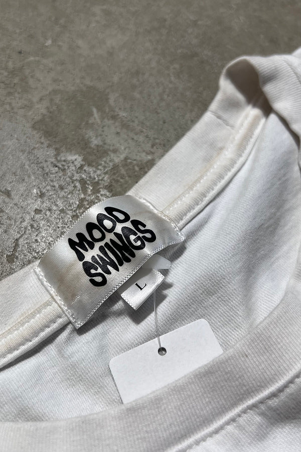 NOT IN THE MOOD LETTER T-SHIRT / WHITE [SIZE: L USED]