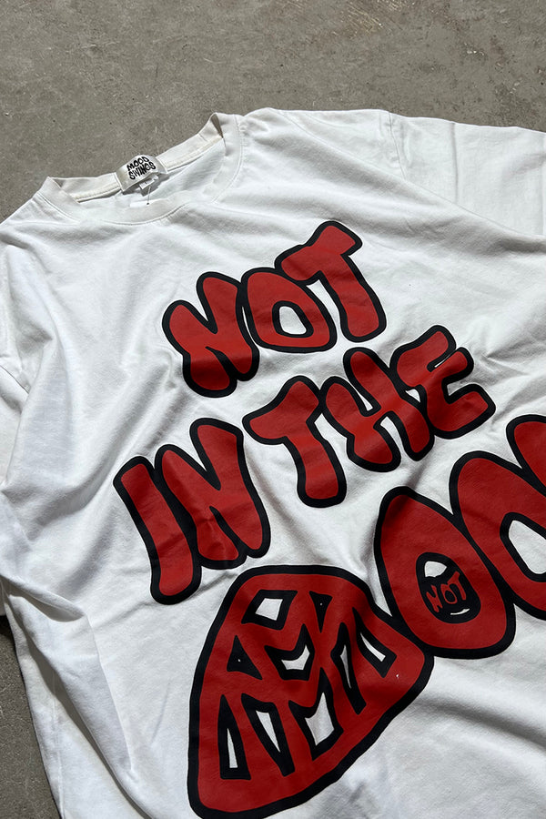 NOT IN THE MOOD LETTER T-SHIRT / WHITE [SIZE: L USED]