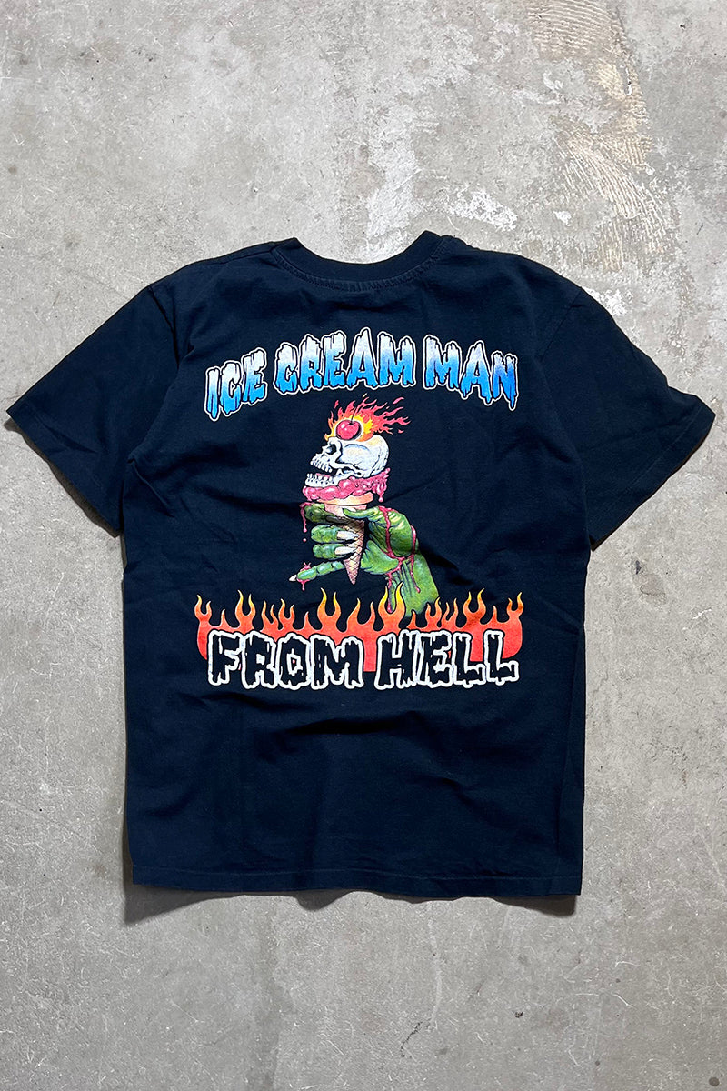 MADE IN USA 90'S ICE CREAM MAN BIKER TEAM POCKET T-SHIRT / BLACK [SIZE: M USED]