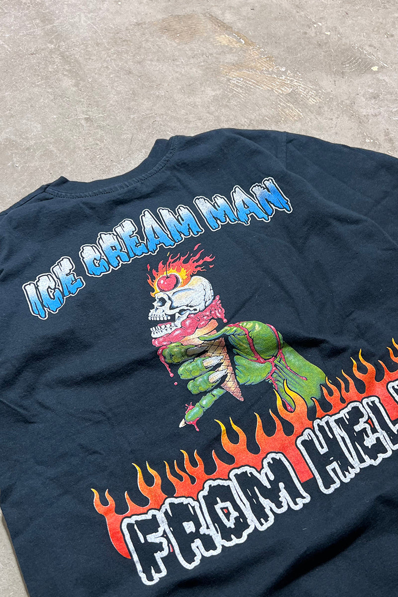 MADE IN USA 90'S ICE CREAM MAN BIKER TEAM POCKET T-SHIRT / BLACK [SIZE: M USED]