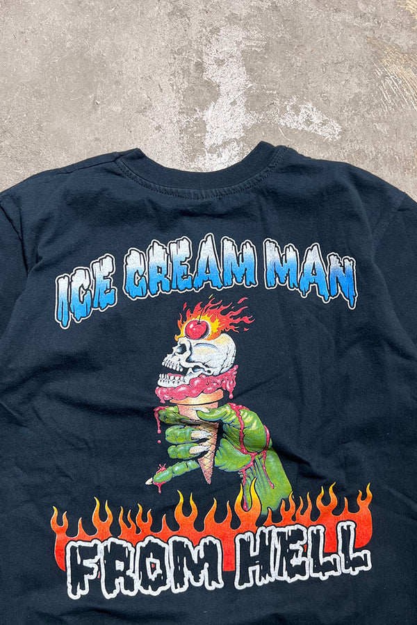 MADE IN USA 90'S ICE CREAM MAN BIKER TEAM POCKET T-SHIRT / BLACK [SIZE: M USED]