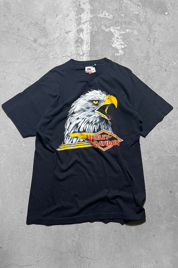 MADE IN USA 90'S HARLEY DAVIDSON PRINT T-SHIRT / BLACK [SIZE: L USED]