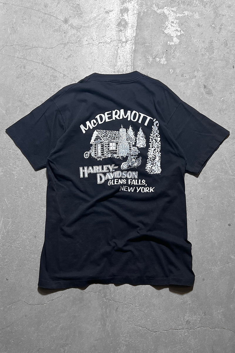 MADE IN USA 90'S HARLEY DAVIDSON PRINT T-SHIRT / BLACK [SIZE: L USED]