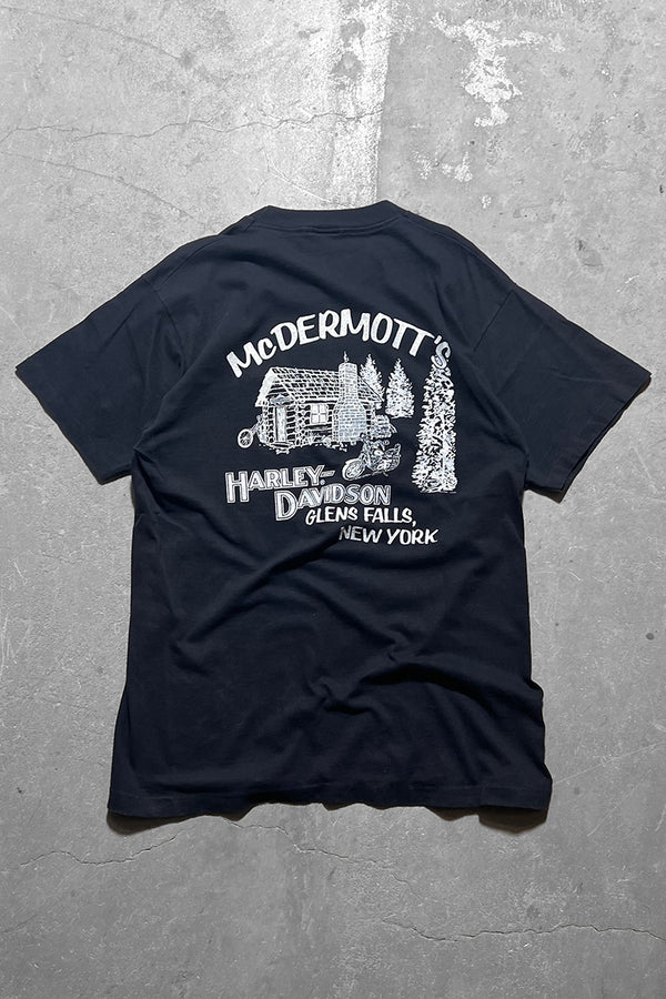 MADE IN USA 90'S HARLEY DAVIDSON PRINT T-SHIRT / BLACK [SIZE: L USED]