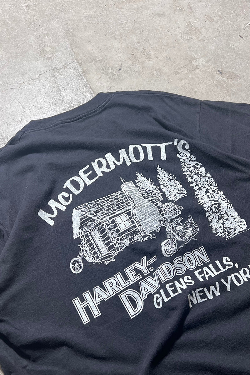 MADE IN USA 90'S HARLEY DAVIDSON PRINT T-SHIRT / BLACK [SIZE: L USED]