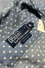 画像をギャラリービューアに読み込む, 90&#39;S S/S OPEN COLLAR RAYON DOT SHIRT / BLUE [SIZE: L USED]
