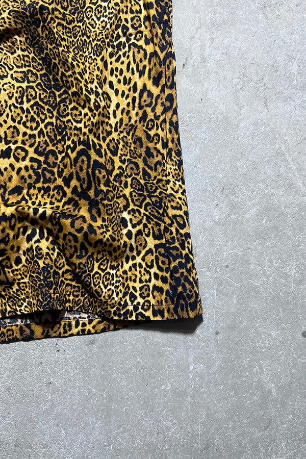 MADE IN LONDON 90'S S/S LEOPARD PATTERN OPEN COLLAR SHIRT / YELLOW[SIZE: S USED]