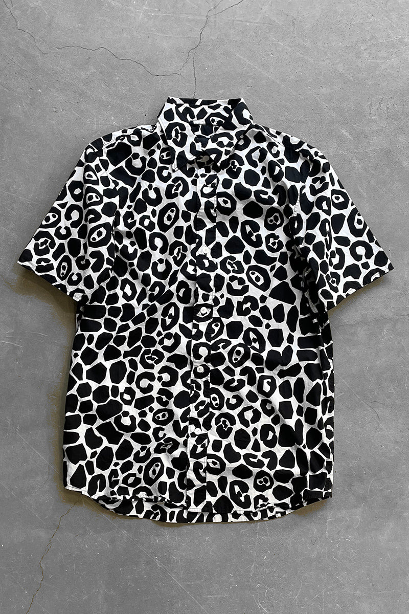 MADE IN ITALY S/S LEOPARD PATTERN SHIRT / BLACK [SIZE: L USED]