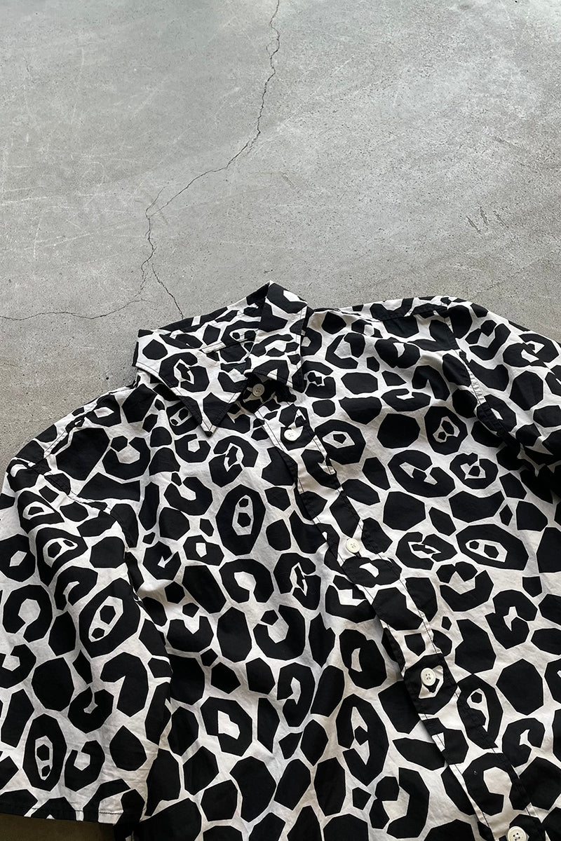 MADE IN ITALY S/S LEOPARD PATTERN SHIRT / BLACK [SIZE: L USED]