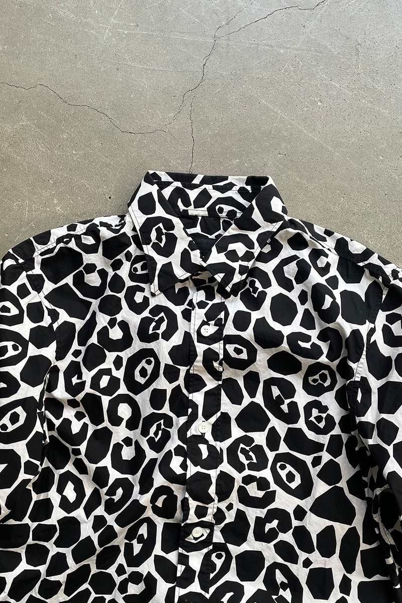 MADE IN ITALY S/S LEOPARD PATTERN SHIRT / BLACK [SIZE: L USED]