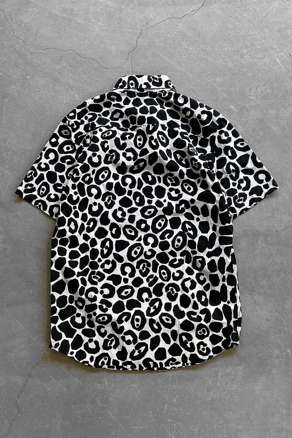MADE IN ITALY S/S LEOPARD PATTERN SHIRT / BLACK [SIZE: L USED]