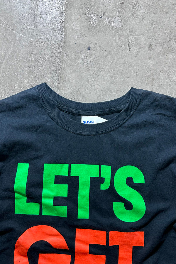 Y2K EARLY 00'S LET'S GET WEIRD MESSAGE T-SHIRT / BLACK [SIZE: L USED]