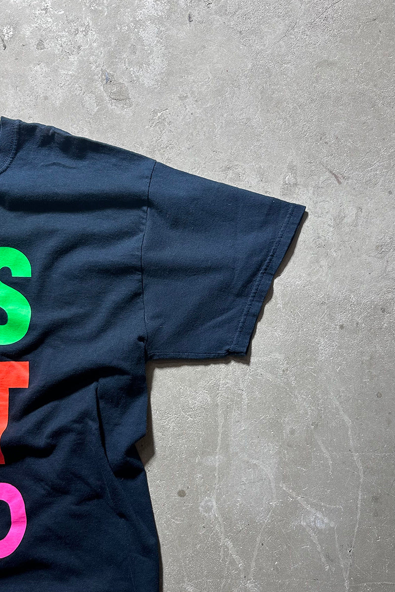 Y2K EARLY 00'S LET'S GET WEIRD MESSAGE T-SHIRT / BLACK [SIZE: L USED]