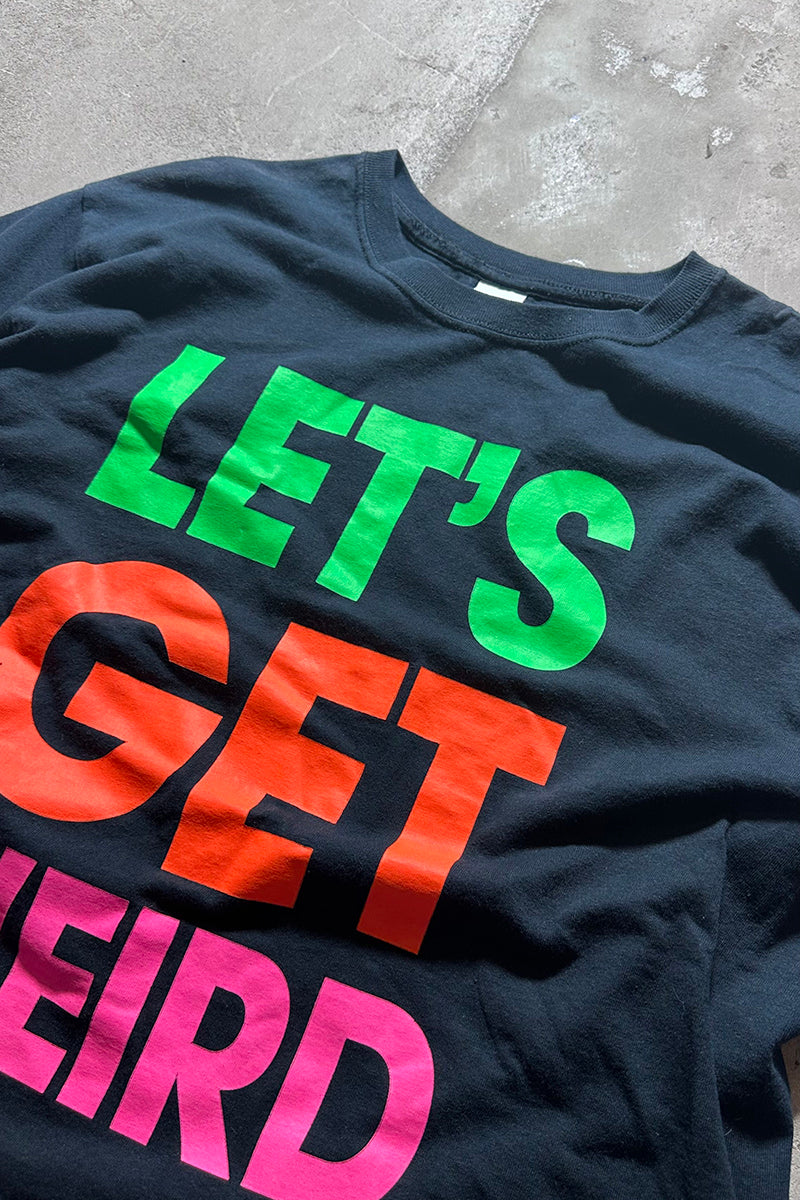 Y2K EARLY 00'S LET'S GET WEIRD MESSAGE T-SHIRT / BLACK [SIZE: L USED]