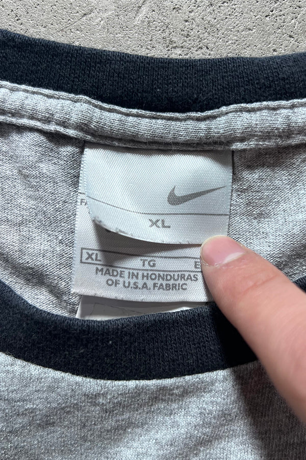 Y2K EARLY 00'S LOGO RINGER T-SHIRT / GRAY [SIZE: XL USED]