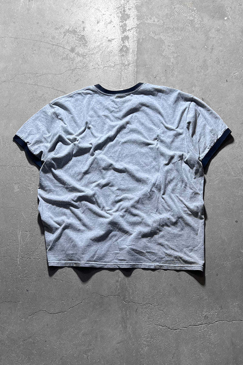 Y2K EARLY 00'S LOGO RINGER T-SHIRT / GRAY [SIZE: XL USED]