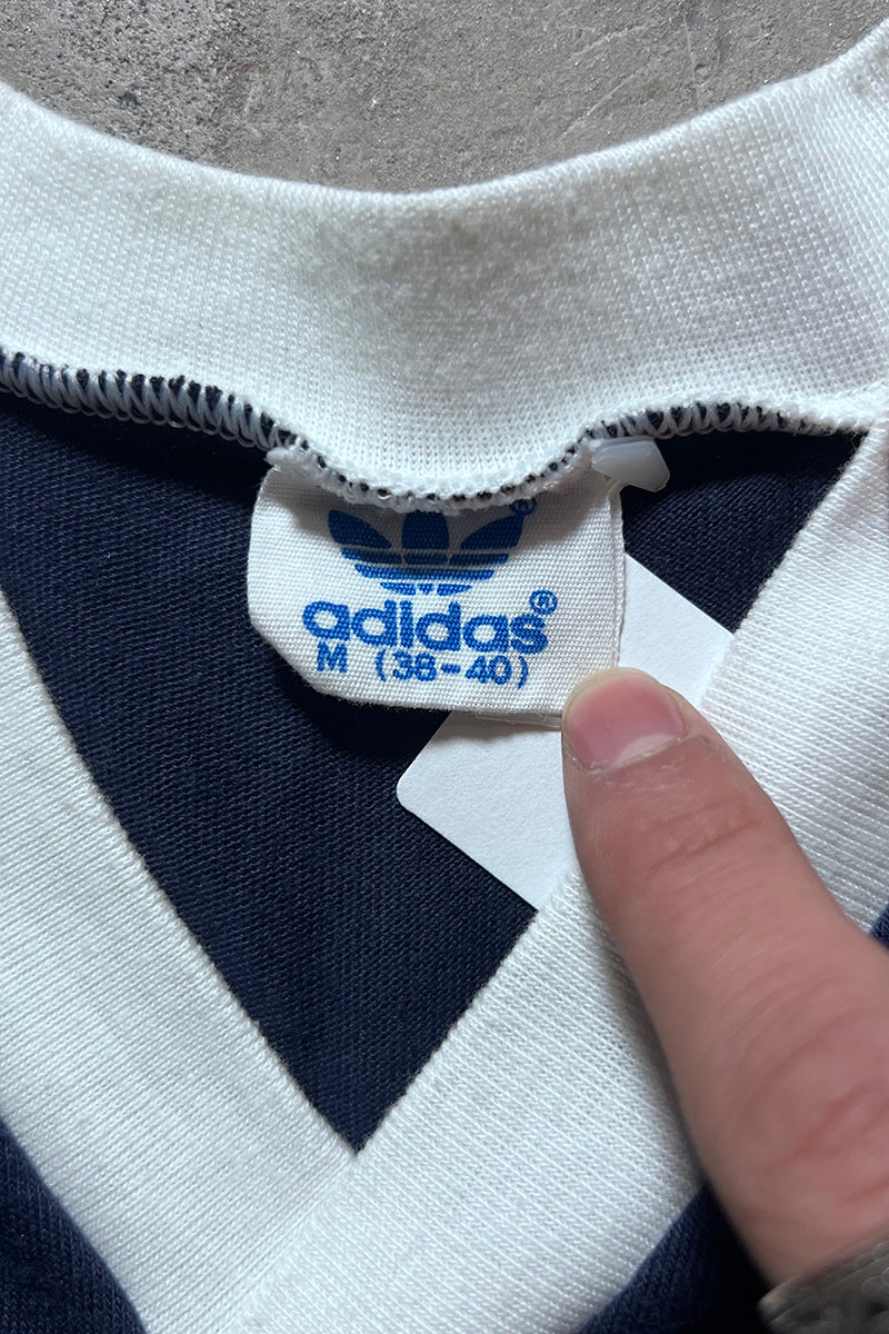 MADE IN USA 80'S V-NECK RINGER T-SHIRT / NAVY [SIZE: S USED]