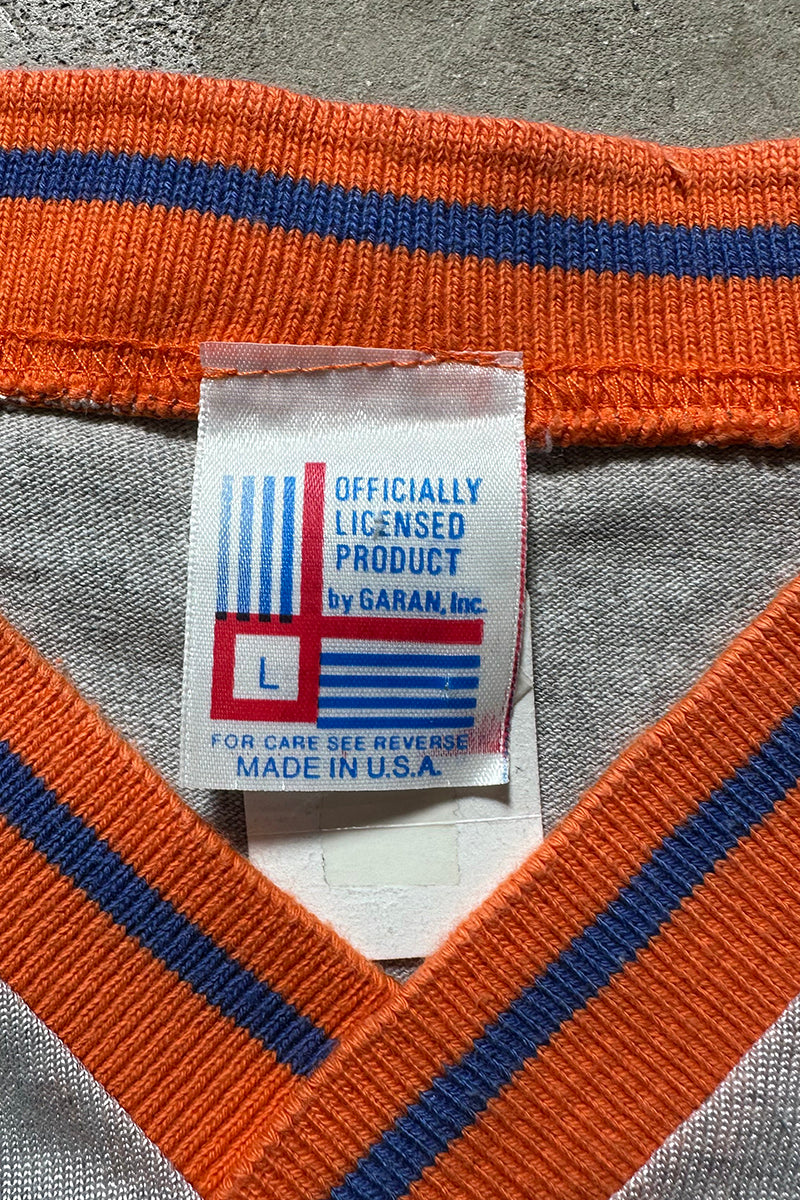 MADE IN USA 88'S NY METS V-NECK T-SHIRT / SILVER [SIZE: L USED]