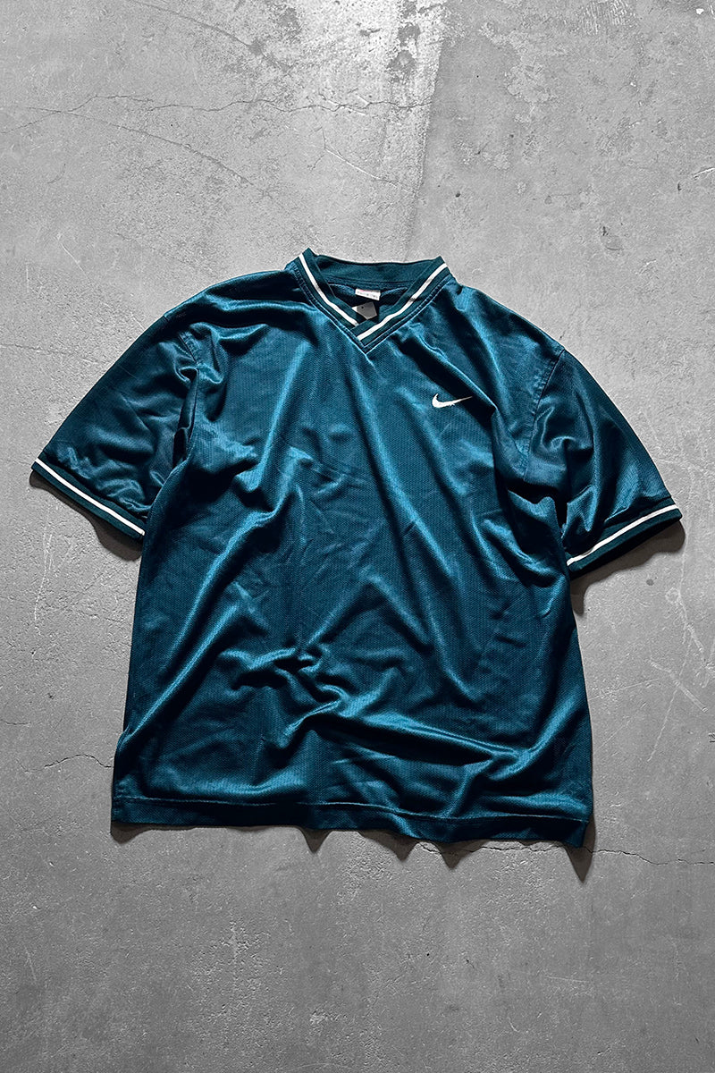 90'S V-NECK MESH GAME SHIRT / GREEN [SIZE: L USED]