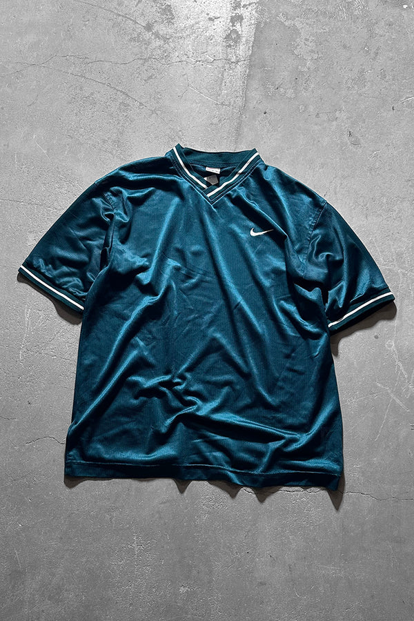 90'S V-NECK MESH GAME SHIRT / GREEN [SIZE: L USED]