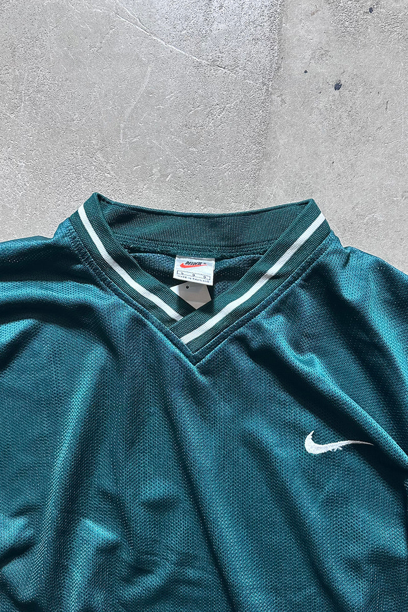 90'S V-NECK MESH GAME SHIRT / GREEN [SIZE: L USED]