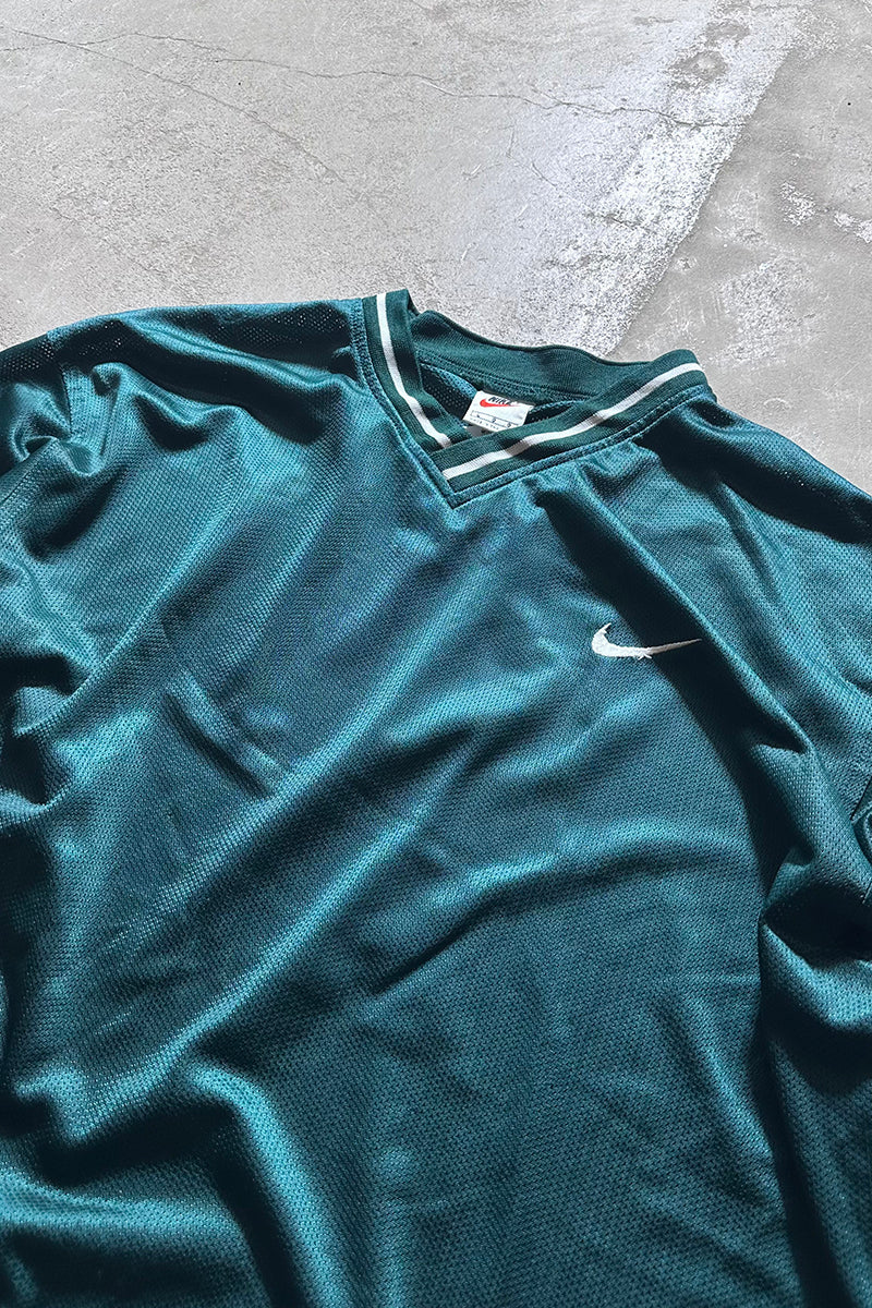 90'S V-NECK MESH GAME SHIRT / GREEN [SIZE: L USED]