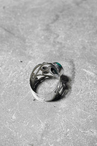 925 SILVER RING W/MALACHITE / SILVER [SIZE: 14.5号相当 USED]