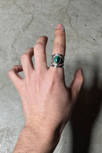 925 SILVER RING W/MALACHITE / SILVER [SIZE: 14.5号相当 USED]