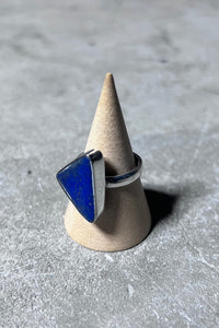 925 SILVER RING W/LAPIS LAZULI / SILVER [SIZE: 16号相当 USED]