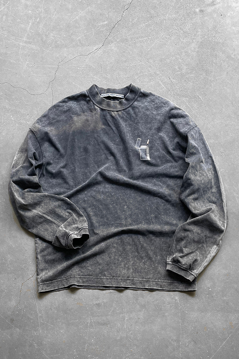 L/S LIGHTER GRAPHIC T-SHIRT / BLACK [SIZE: S USED]