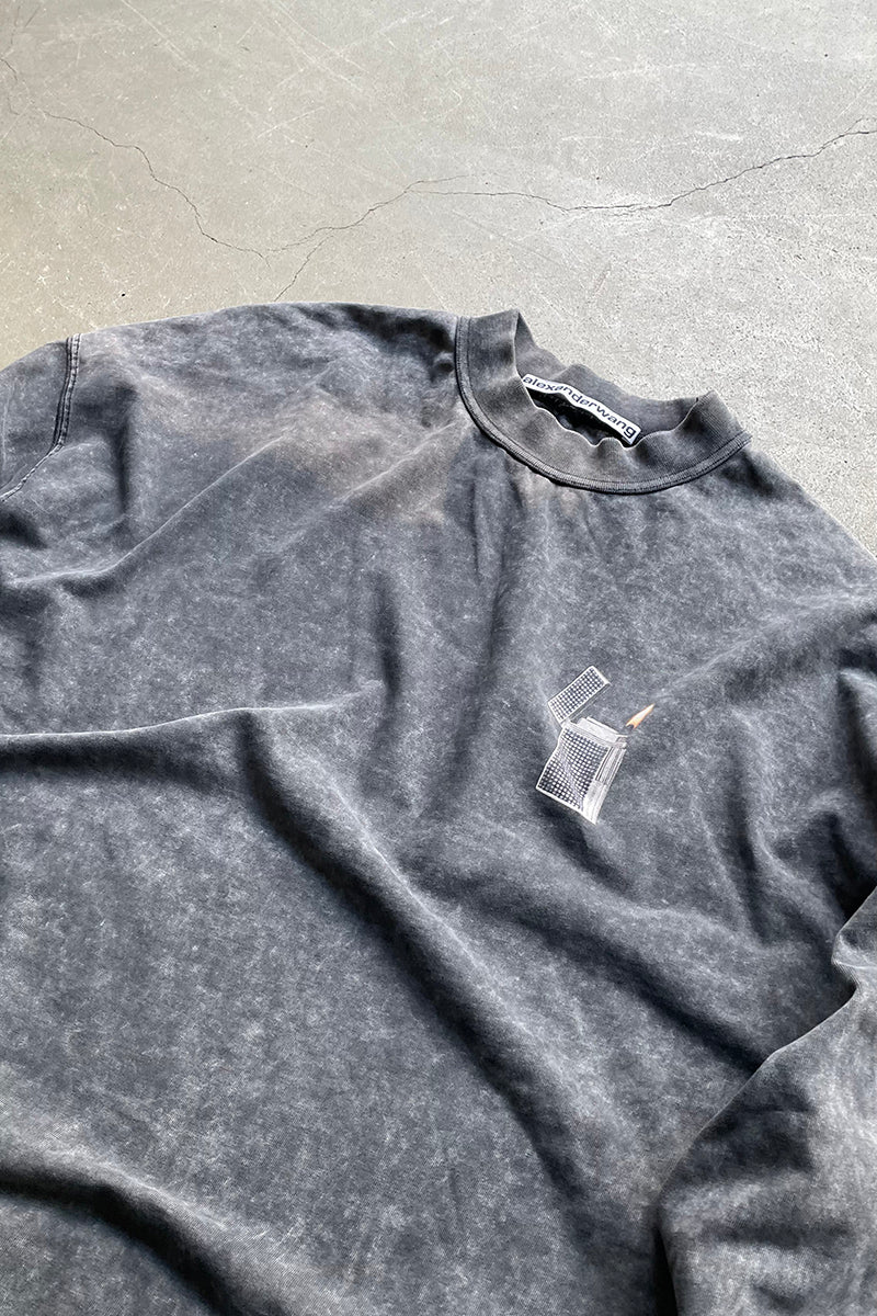 L/S LIGHTER GRAPHIC T-SHIRT / BLACK [SIZE: S USED]