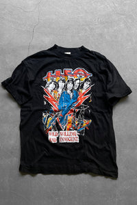 80'S UFO WILD WILLING AND INNOCENT PAKISTAN COTTON BAND T-SHIRT / BLACK [SIZE: M USED]