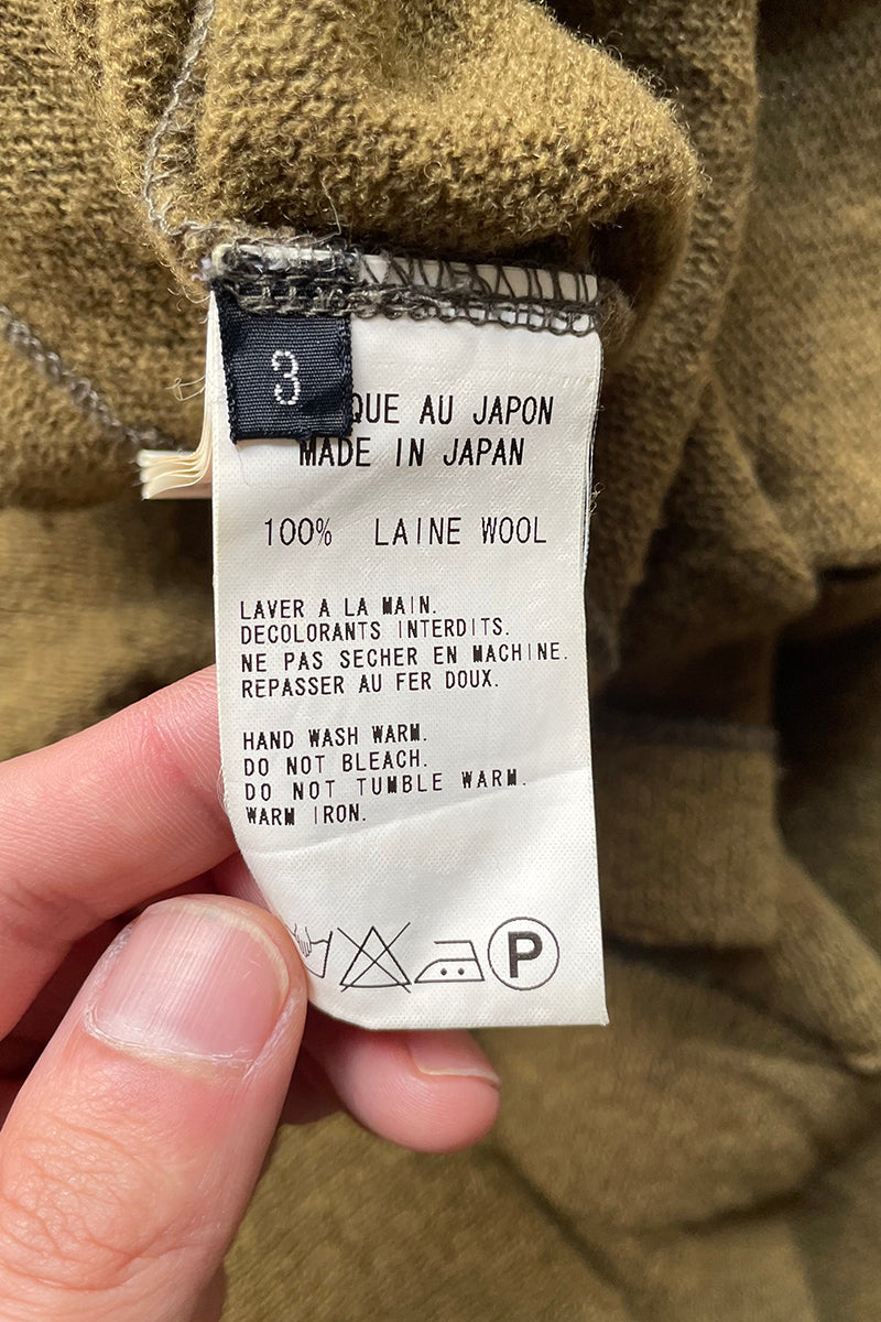 MADE IN JAPAN 03AW WOOL KNITTED CARDIGAN / KHAKI [SIZE: 3 USED]