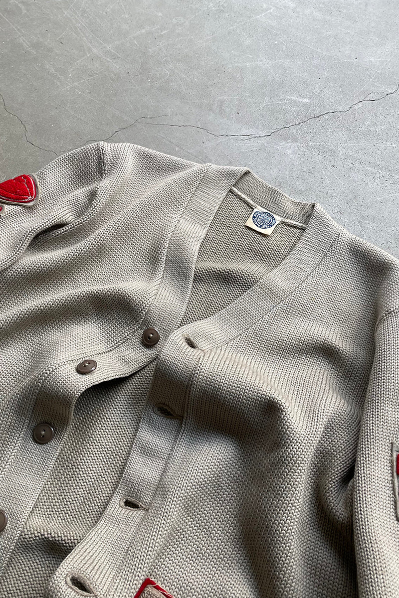 50'S LETTERED CARDIGAN / BEIGE [SIZE: L USED]