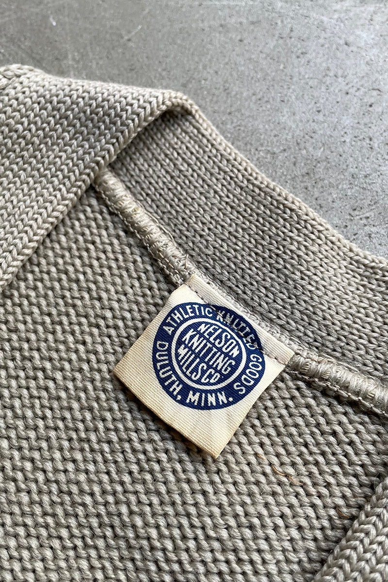 50'S LETTERED CARDIGAN / BEIGE [SIZE: L USED]