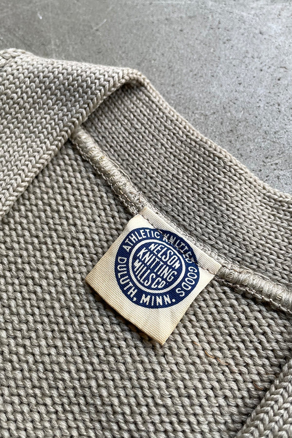 50'S LETTERED CARDIGAN / BEIGE [SIZE: L USED]