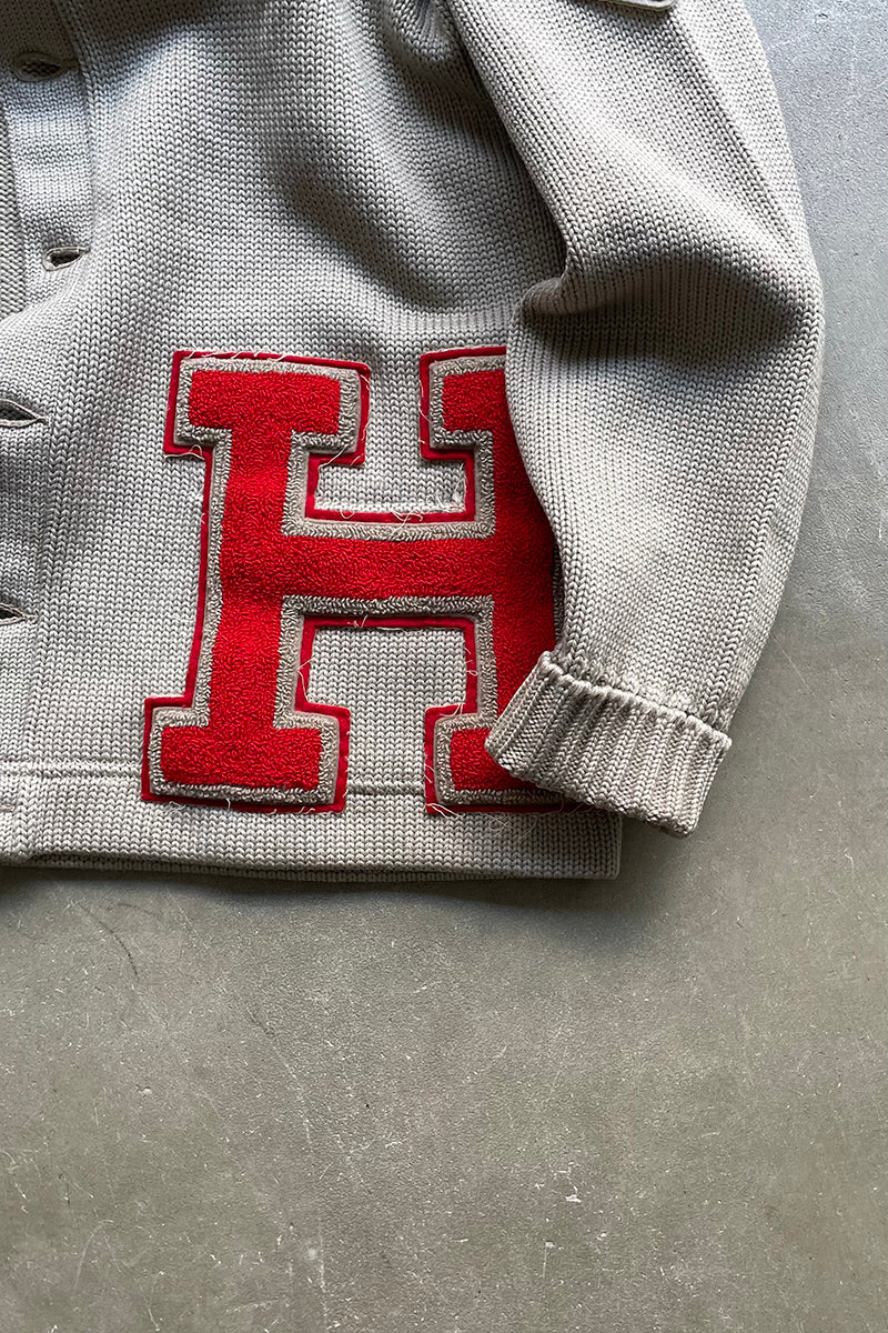 50'S LETTERED CARDIGAN / BEIGE [SIZE: L USED]